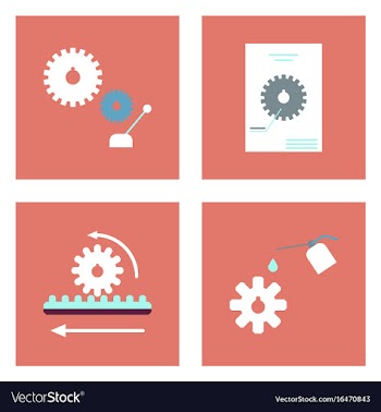 Set of car detail icons automotive parts on color vector image