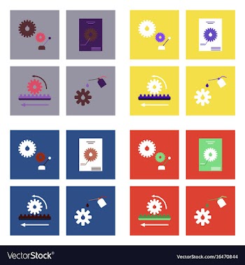 Set of car detail icons automotive parts on color vector image