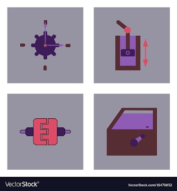 Set of car detail icons automotive parts on color vector image