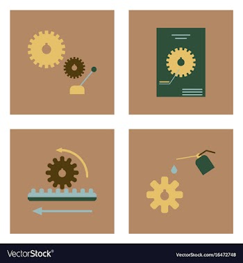 Set of car detail icons automotive parts on color vector image