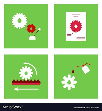 Set of car detail icons automotive parts on color vector image