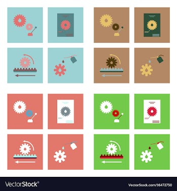Set of car detail icons automotive parts on color vector image