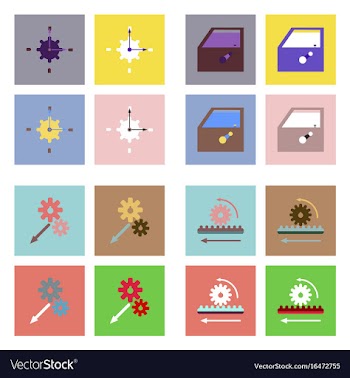 Set of car detail icons automotive parts on color vector image