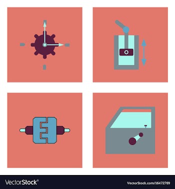 Set of car detail icons automotive parts on color vector image
