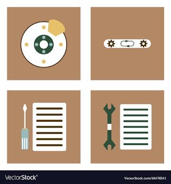 Set of car detail icons automotive parts on color vector image
