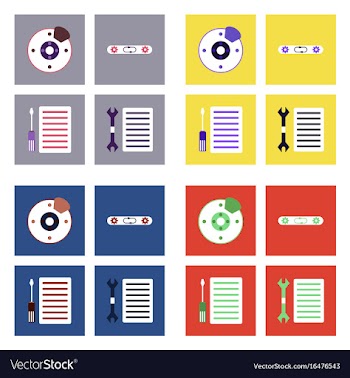Set of car detail icons automotive parts on color vector image