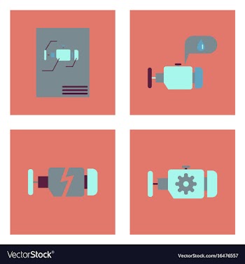 Set of car detail icons automotive parts on color vector image