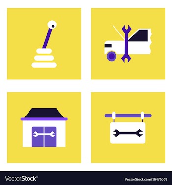 Set of car detail icons automotive parts on color vector image