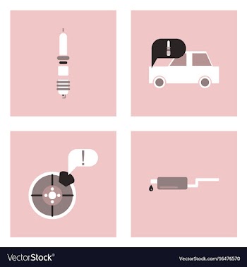 Set of car detail icons automotive parts on color vector image