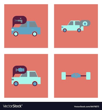Set of car detail icons automotive parts on color vector image