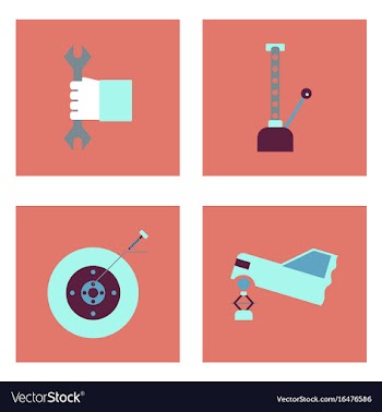 Set of car detail icons automotive parts on color vector image