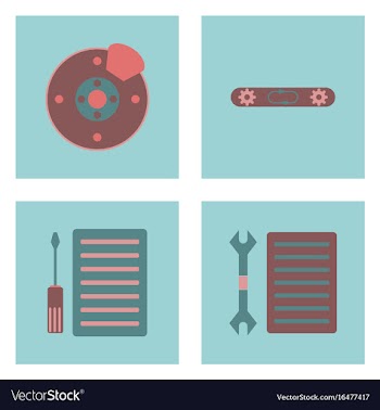 Set of car detail icons automotive parts on color vector image