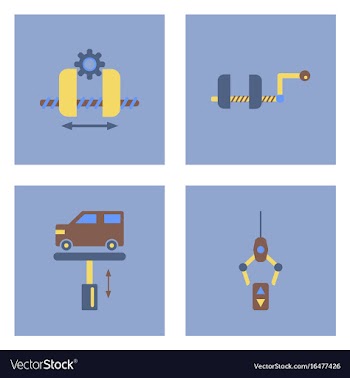Set of car detail icons automotive parts on color vector image