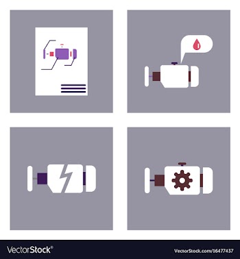 Set of car detail icons automotive parts on color vector image