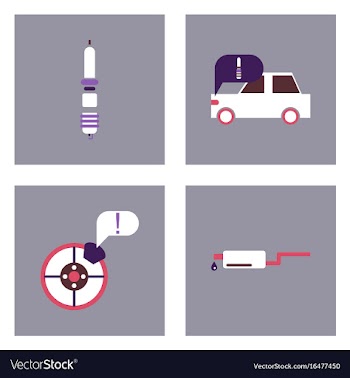 Set of car detail icons automotive parts on color vector image