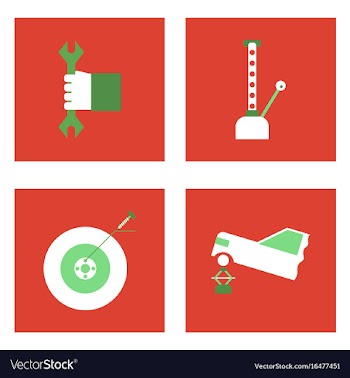 Set of car detail icons automotive parts on color vector image