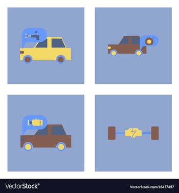 Set of car detail icons automotive parts on color vector image