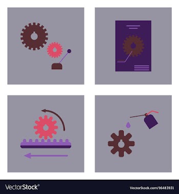 Set of car detail icons automotive parts on color vector image