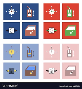 Set of car detail icons automotive parts on color vector image