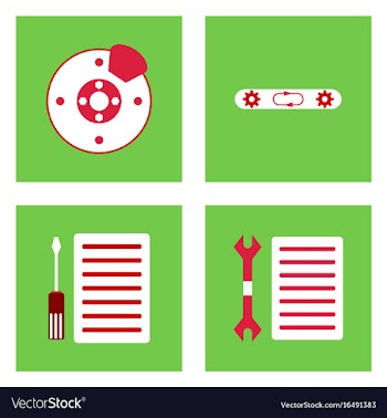 Set of car detail icons automotive parts on color vector image