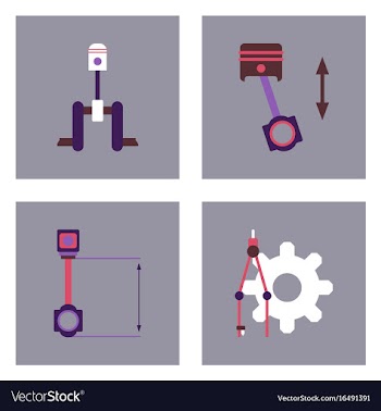 Set of car detail icons automotive parts on color vector image