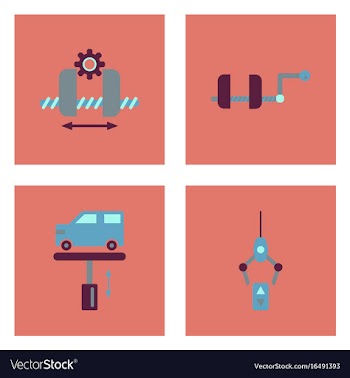 Set of car detail icons automotive parts on color vector image