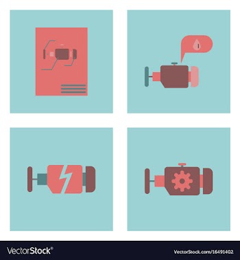 Set of car detail icons automotive parts on color vector image