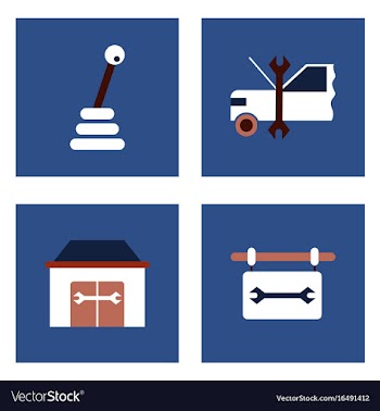 Set of car detail icons automotive parts on color vector image