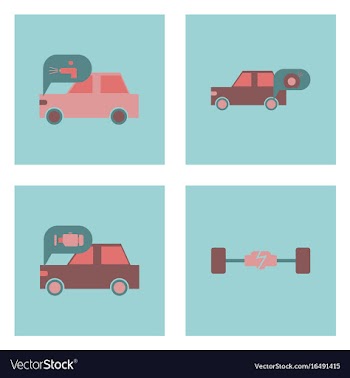 Set of car detail icons automotive parts on color vector image