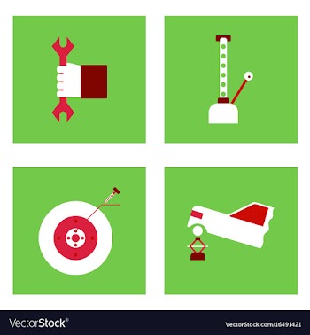 Set of car detail icons automotive parts on color vector image