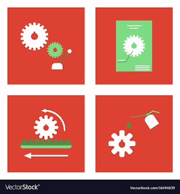 Set of car detail icons automotive parts on color vector image