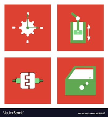 Set of car detail icons automotive parts on color vector image