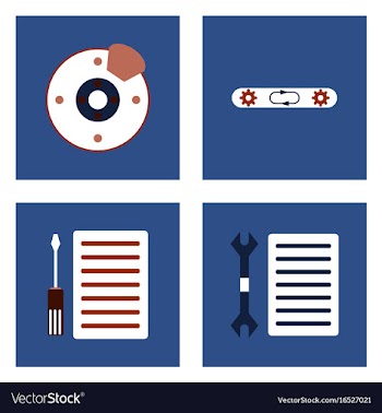 Set of car detail icons automotive parts on color vector image