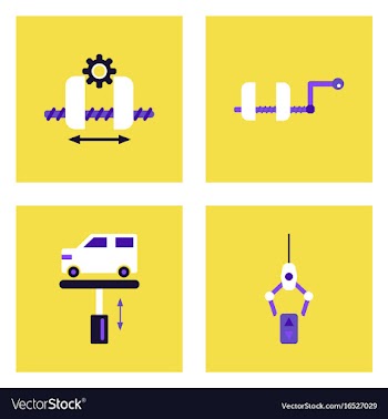 Set of car detail icons automotive parts on color vector image