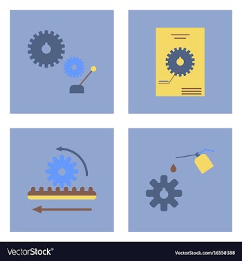 Set of car detail icons automotive parts on color vector image