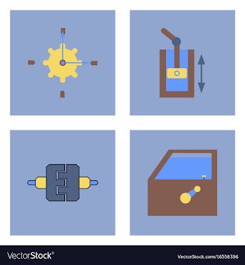 Set of car detail icons automotive parts on color vector image