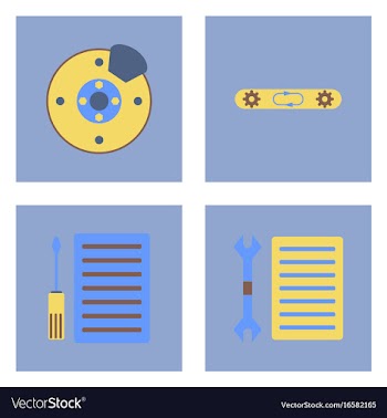 Set of car detail icons automotive parts on color vector image