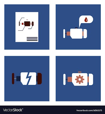 Set of car detail icons automotive parts on color vector image