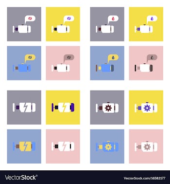 Set of car detail icons automotive parts on color vector image