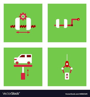 Set of car detail icons automotive parts on color vector image