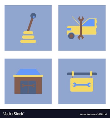 Set of car detail icons automotive parts on color vector image