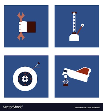 Set of car detail icons automotive parts on color vector image