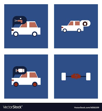 Set of car detail icons automotive parts on color vector image