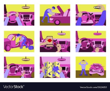 Set of car from inside vector image