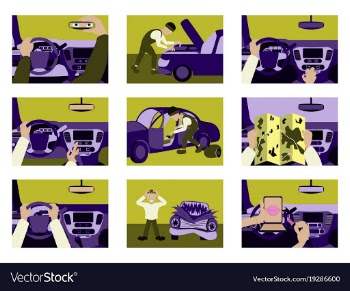 Set of car from inside vector image