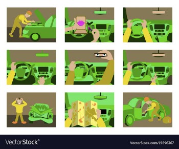 Set of car from inside vector image