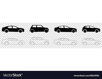set of car icons in line and flat style transport