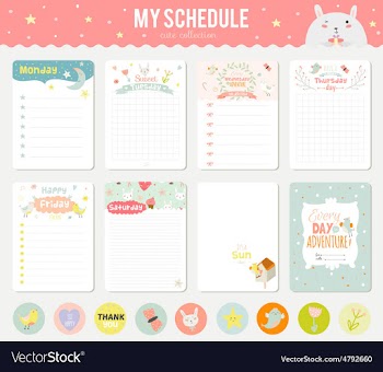 Set of cards notes and stickers with cute vector image