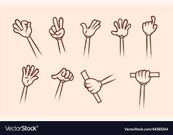 set of cartoon hands outline in different poses