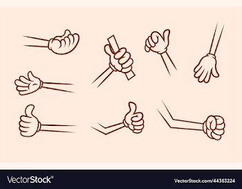 set of cartoon hands outline with gloves
